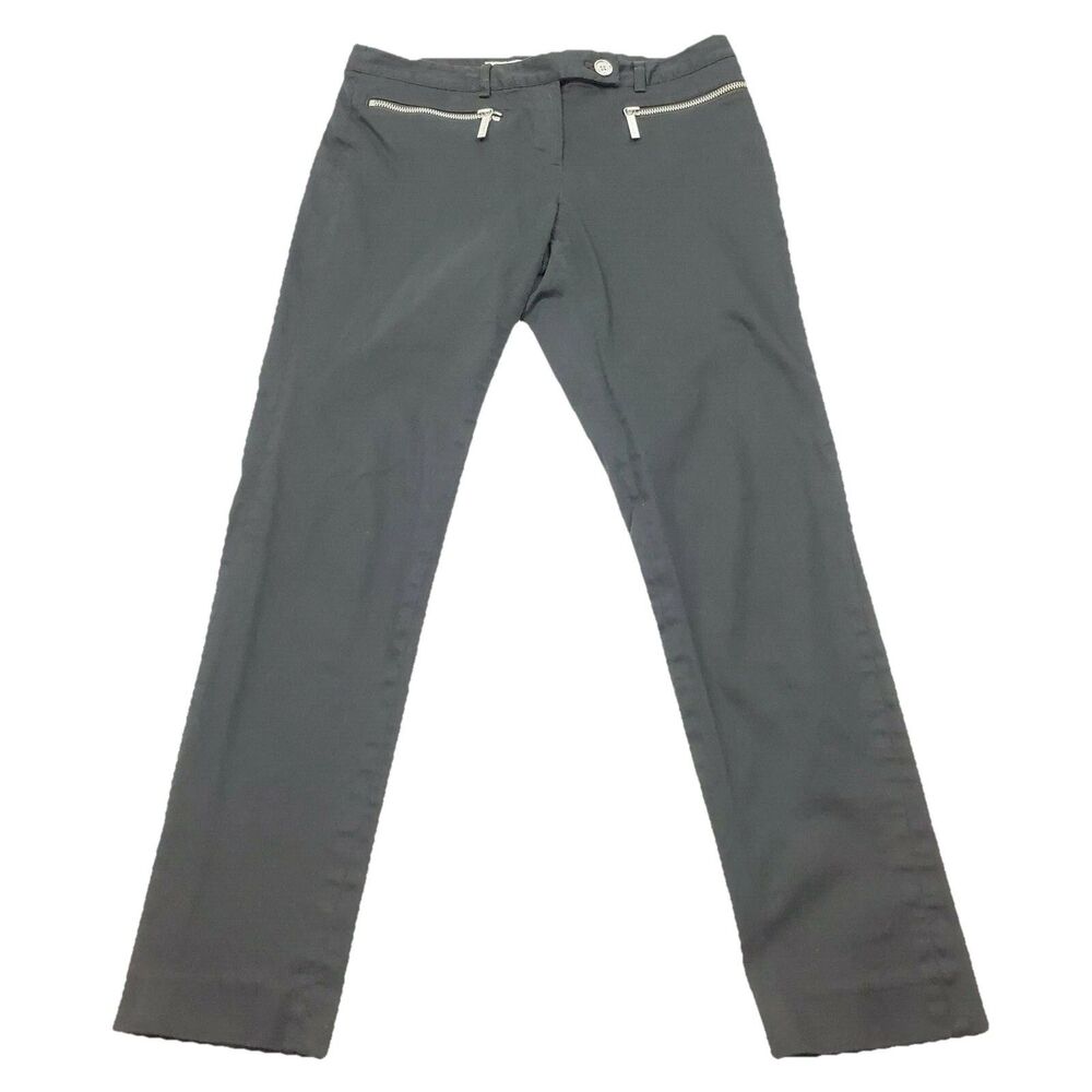 MICHAEL KORS Women's Size 4 Black Cropped Stretch Pants Front Zip Pockets